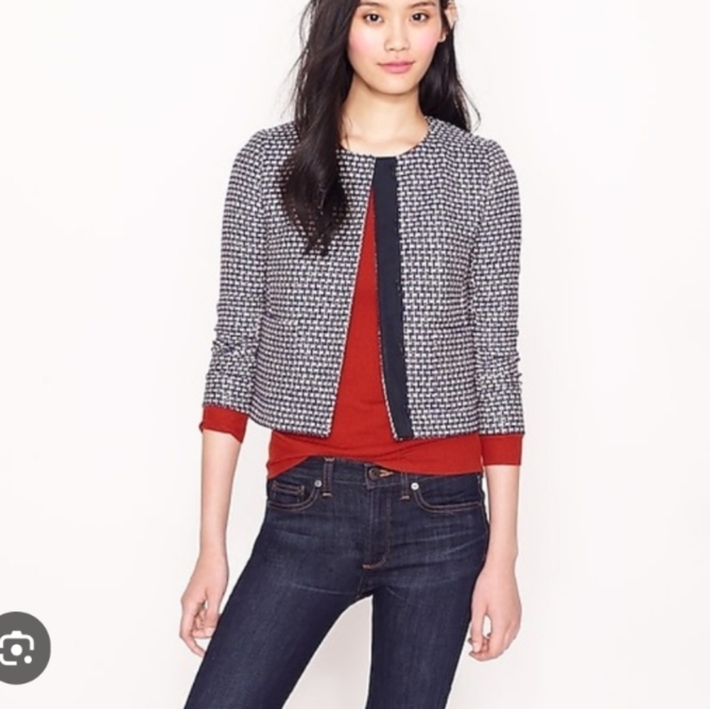 J. Crew Silk Blend Tweed shimmer Blazer Basket Weave